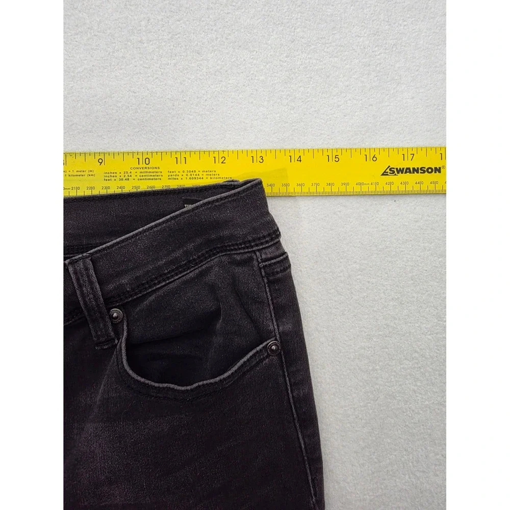 DG2 Diane Gilman Lace Up Ankle Crop Jeans 8P Black Denim High Rise Goth